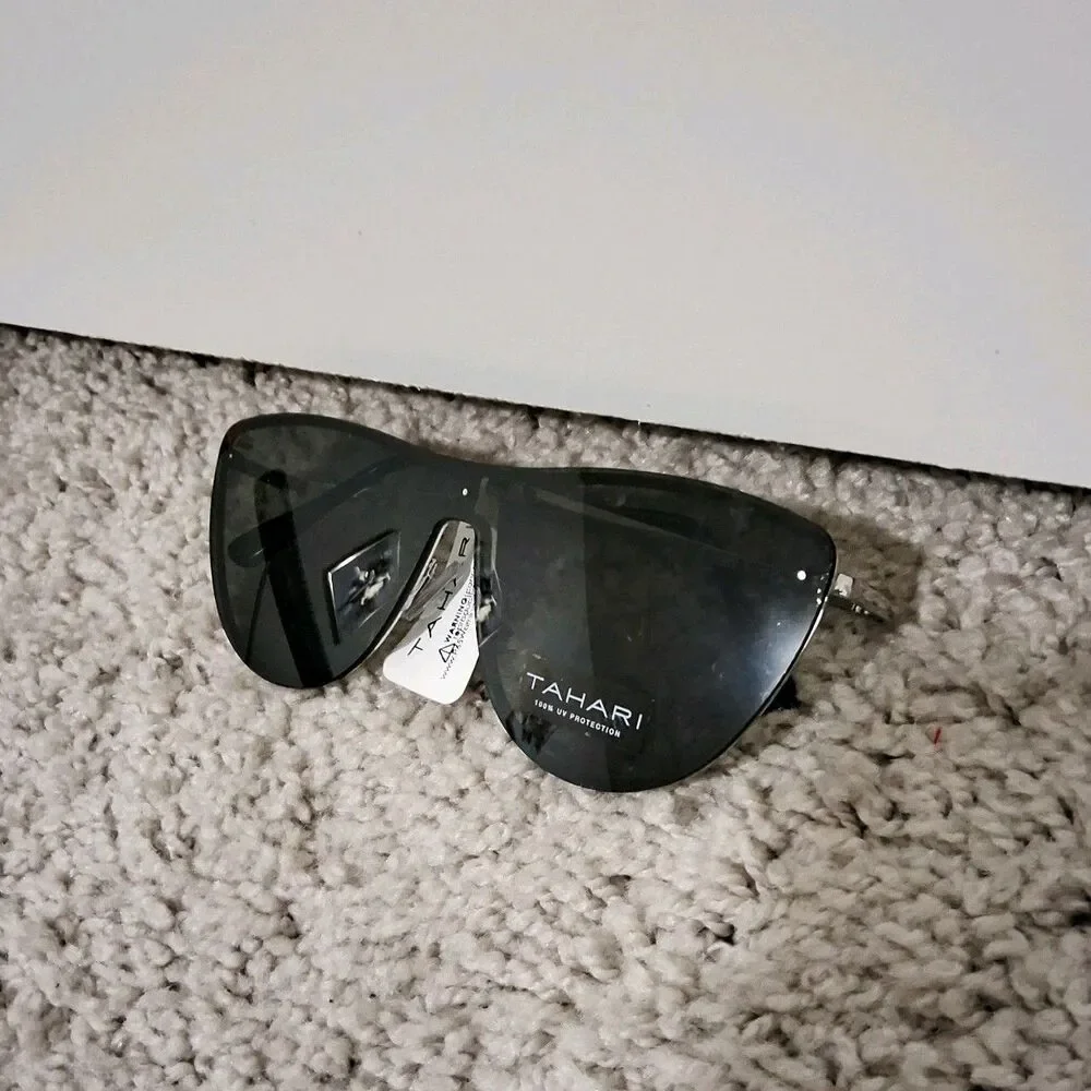 Tahari Women's Rimless Shield 100% UV Protection Sunglasses Dark Lenses NWT